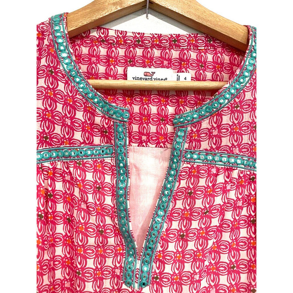 Vineyard Vines Embellished Lined 100% Silk light pink Shift Dress women's Size 4 - Picture 5 of 5